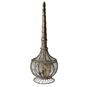 Irini Vintage Moroccan Rose Water Sprinkler Silver Gold Filigree Glass Bottle 10